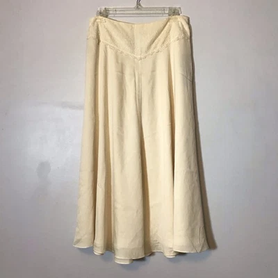 NWT Ralph Lauren 100% Silk Ivory Lace Embroidered Trim Flowy A Line Skirt Size 8 - Image 1 of 4