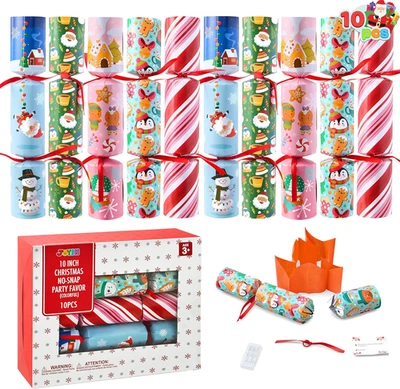 Pacote com 10 lembrancinhas de mesa de Natal sem encaixe com chapéus de papel, piadas, presentes, 10x1,7 pol. - Imagem 1 de 4