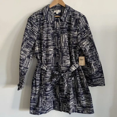 Abrigo Ligero Coldwater Creek 3X Chaqueta Utilitaria Tareas de Granero Cremallera Azul Marino Blanco Foto 1 de 4