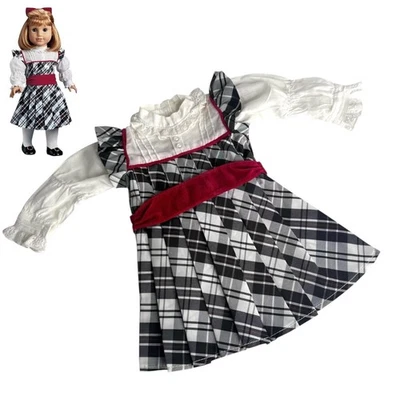American Girl Nellie Christmas Dress Holiday Outfit Plaid w/ Red Velvet Bow Belt - Image 1 of 4
