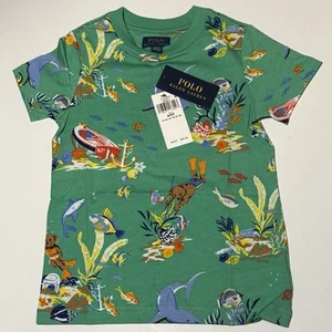 Polo Ralph Lauren Hemd neu mit Etikett Jungen Large Unterwasser Bär grün 4/4T UVP 49 $ - Bild 1 von 4