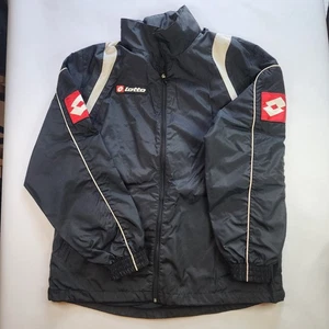LOTTO Italian Sport Design Jacket Mens Youth L YL Black Zip Hood Youth fits Ad M - Picture 1 of 5