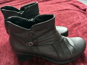 Earth Origins Womens Black Leather Zip Ankle Boots Size 8.5 M OB3 - Picture 1 of 10