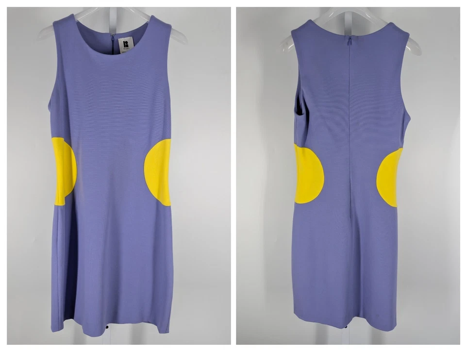Платье Lisa Perry модель 60-х стиль фиолетовый желтый цветной блок круг обтяжку Нью-Йорк США 10 - Изображение 1 из 4