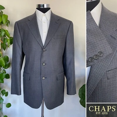 Chaps Ralph Lauren Three Button Gray Blazer Wool Silk Sport Coat Jacket Size 43R - Image 1 of 4
