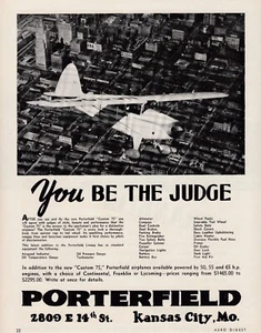 1940 Porterfield Aircraft Ad 5/26/2025g - Picture 1 of 1