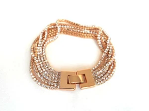 Goldfarbenes mehrsträngiges Tennisarmband mit Strass - neu - Bild 1 von 1