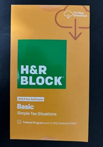 2024 NEW H&R Block Tax Software BASIC 2024 WIN / MAC [Product Key Card] - Picture 1 of 3