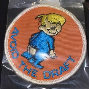 Vintage 1970s DRAFT DODGER “AVOID THE DRAFT” Patch cheeky humor - Picture 1 of 2