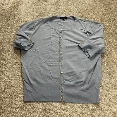 Cárdigan suéter tejido Spense para mujer XL azul con botones media manga elástico Foto 1 de 4