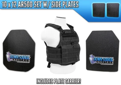 DOWN RANGE INDUSTRIES 4 Pc Level III AR550 Body Armor Plates Molle Vest Set-up