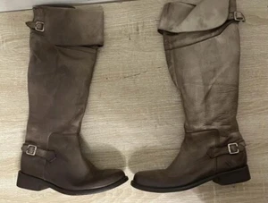 STEVE MADDEN WOMEN'S DARK GREY ZIP UP KNEE HIGH BOOTS UK SIZE 6.5 EUR 39.5 BT248 - Picture 1 of 4