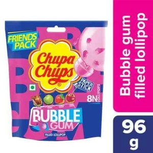 Chupa Chups Assorted Bubble Gum Filled Lollipop - Friends Pack, 96 gm (8 pcs) - Picture 1 of 4
