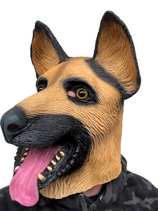 German Shepherd Alsatian Dog Mask Latex Animal Masks Funny Fancy Dress Costume - Picture 1 of 7