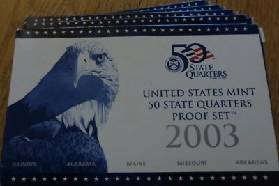 2003 State Proof Quarters U.S. Mint 50 Sets Box COA Illinois Alabama Missouri - Image 1 of 3