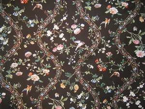 Brunschwig & Fils, Silk Road, Floral with Birds/Butterflies, BTY, Clr Chocolate - Picture 1 of 4