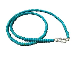 18"inch Necklace Natural Turquoise Rondelle Faceted 3-4mm Turquoise Beads - Picture 1 of 4