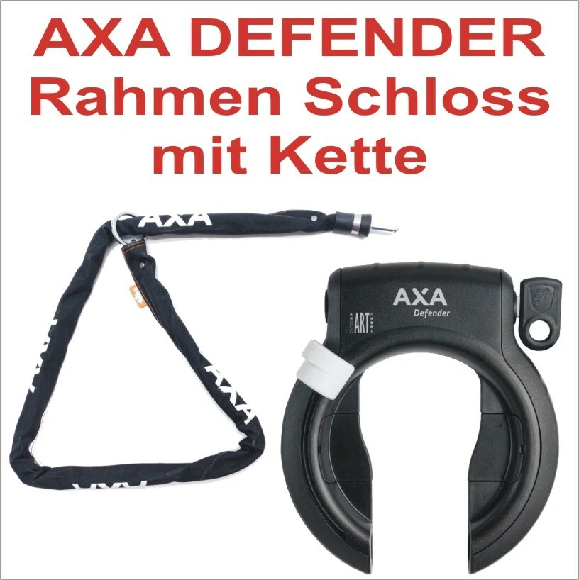 AXA DEFENDER Rahmenschloss Fahrrad Rad Sicherheits Schloss mit Kette