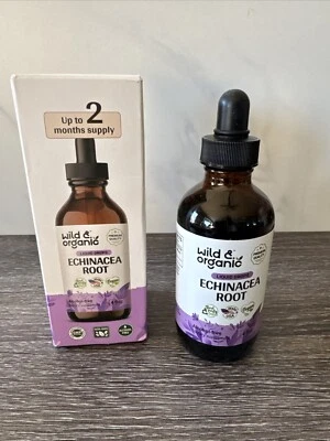 Gotas líquidas de raiz de equinácea selvagem e orgânica sem álcool 4 fl. oz Expira 03/2026 Novo - Imagem 1 de 4