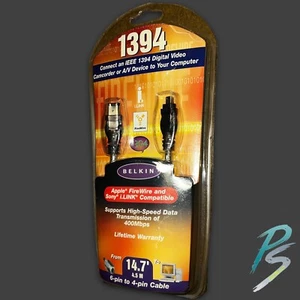 Belkin, IEEE 1394, 14.7’, 6-pin to 4-pin, Digital Video Cable, i.LINK FireWire - Afbeelding 1 van 5