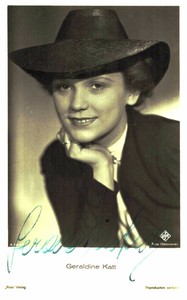 Geraldine Katt Original Signature On Ross Card No. 54 F