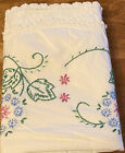Vintage Single Embroidered Cross Stitch Pillow Case Flowers