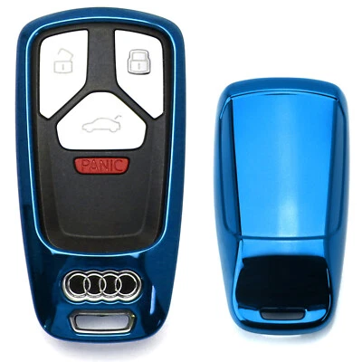 Chrome Blue TPU Key Fob Case For 2017-up Audi A4 A5 Q7, 2016-up TT Smart Key - Image 1 of 4