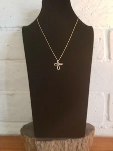 Vintage JJT Sterling Diamond & Ruby Cross Pendant and Necklace 3.82grams - Picture 1 of 6