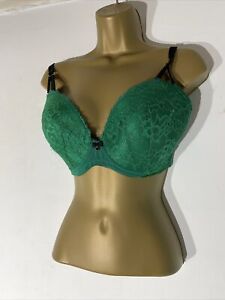 womens Ann Summers Uk 32H Green Lace Overlay Padded Underwire Push Up bra