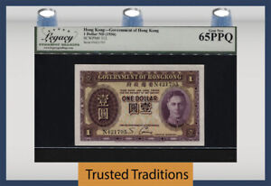 TT PK 312 1936 HONG KONG 1 DOLLAR KING GEORGE VI LCG 65 PPQ GEM NEW BOLD NOTE