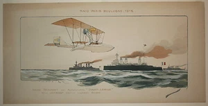 Gamy Original Lithographie Druck Poster Raid Paris Boulogne 1912 frühe Luftfahrt - Bild 1 von 5