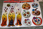 2 Sheets, alloween Window Clings COLORFUL Ghosts & Sugar Skull Pumpkins, New