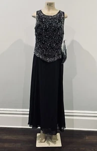 J Kara Größe 14P Damen zierlich verziert Top Attrappe 2-teiliges Kleid mit Schal - Bild 1 von 12