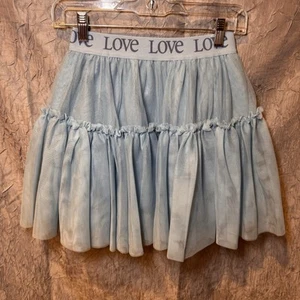 365 Kids Girl Tulle Tutu Puff Tiered Skirt “Love” Flexible Waist Sz 10 Blue - Picture 1 of 6