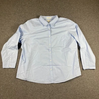 L.L. Camisa blusa abotonada sin arrugas Bean para mujer 3X azul claro Foto 1 de 4