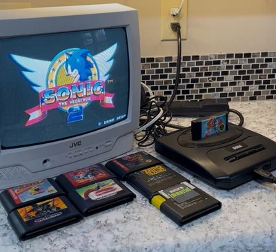 Sega Genesis II System & Eight Game bundle No Sports - Image 1 of 4