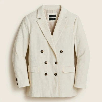 J.Crew Daphne Italian Corduroy Double Breasted Blazer in Ivory Size 14 (NWT) - Image 1 of 4