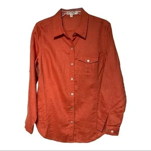 Camisa con botones Travelsmith para mujer M naranja lino cápsula de playa - Imagen 1 de 6
