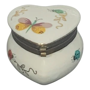 Vintage Ardalt handbemalt Lenwile China aufklappbare Schmuckschatulle Schmetterling Marienkäfer Japan - Bild 1 von 13