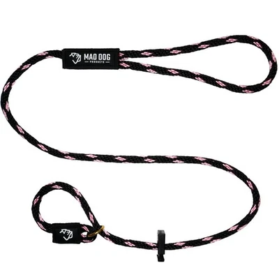 Correa inglesa para perro Mad Dog Products 1/2” x 10’ negra/rosa cuerda exclusiva Foto 1 de 4