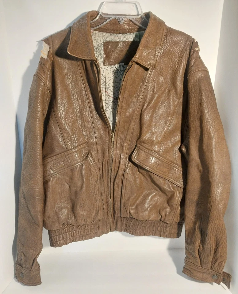 Jaqueta bombardeiro piloto aviador vintage de couro Midwest International Segunda Guerra Mundial - Imagem 1 de 4