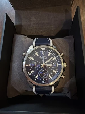Bulova 96B287 Marine Star Blue Men's Quartz Chronograph Watch 43mm Leather Strap - Image 1 of 2