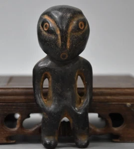 Hongshan Kultur Alien Statue China Tibetisch Selten Eisen Stein Anhänger Ornament - Bild 1 von 7
