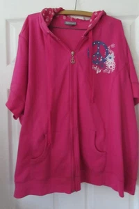 Fashion Bug Essentials Gr. 4X rosa PEACE Kapuze Reißverschluss vorne Jacke Bluse Top Shirt - Bild 1 von 9