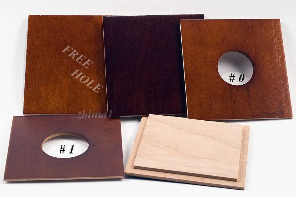 ZMSTAIRS 1 LENS BOARD 4x4" of Plywood Birch (cherry finish) for WISNER, or CALUMET 4x5",