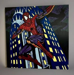 Spiderman Rare Canvas Art By Steve Kaufman Hand Signed By SAK & Stan Lee 32x32 - Picture 1 of 10