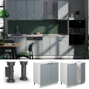Spülenunterschrank Fame-Line Weiß Hellblau-Grau gerahmt 80 cm Vicco - Bild 1 von 6