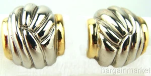 Two Tone Textured Half Hoop Clip On Earrings - Picture 1 of 3