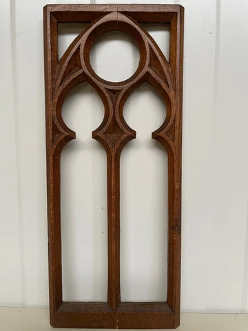 A Stunning Gothic Pierced church panel in oak (2) Cover
