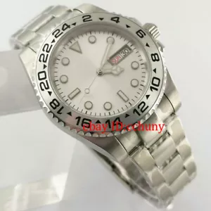 Correa de reloj automática para hombre con esfera plateada estéril de 40 mm cristal zafiro NH36A - Imagen 1 de 6